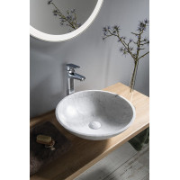 Sapho BLOK kamenné umývadlo na dosku Ø 42 cm, biela carrara mat 2401-42