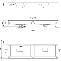 Sapho GODIVA dvojumývadlo, liaty mramor, 119x44cm, bez otvoru pre batériu, biela GU119-0