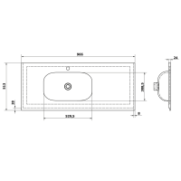 Sapho TREOS umývadlo 96, 6x51, 3 cm, rockstone, ľavé, biela mat TS097-0101-L
