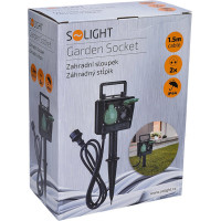 Solight záhradný stĺpik IP44, 2 zásuvky, gumový kábel 1,5m