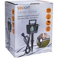 Solight záhradný stĺpik IP44, 2 zásuvky + časový spínač, gumový kábel 1,5m