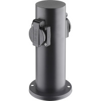 Solight záhradný stĺpik IP44, nerez oceľ, 2 zásuvky, valec, čierny