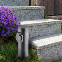 Solight záhradný stĺpik IP44, nerez oceľ, 2 zásuvky, valec, čierny