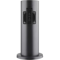 Solight záhradný stĺpik IP44, nerez oceľ, 2 zásuvky, valec, čierny