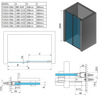 Polysan THRON LINE SQUARE sprchové dvere 1300 mm, hranaté pojazdy, číre sklo TL5013-5002