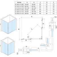 Polysan ALTIS LINE štvorcový sprchovací kút 800x800 mm, rohový vstup, číre sklo AL1580CAL1580C