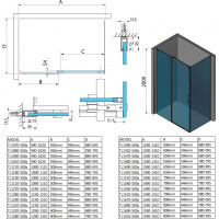 Polysan THRON LINE SQUARE obdĺžnikový sprchovací kút 1100x1000mm, hranaté pojazdy TL1110-5002