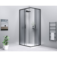 Gelco SIGMA SIMPLY BLACK štvorcový sprchovací kút 1000x1000 mm, rohový vstup, Brick sklo GS2410B-01