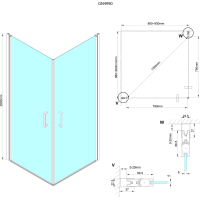 Gelco LORO štvorcový sprchovací kút 900x900 mm, rohový vstup GN4990-01