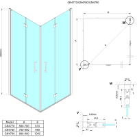 Gelco LORO štvorcový sprchovací kút 700x700 mm, rohový vstup GN4770-01