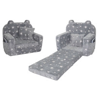 Detské rozkladacie plyšové kresielko POLAR - hviezdičky