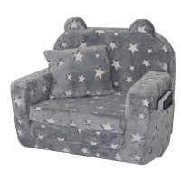 Detské rozkladacie plyšové kresielko POLAR - hviezdičky