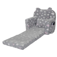 Detské rozkladacie plyšové kresielko POLAR - ružové srdiečka