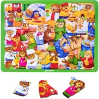 WOODLIKA Drevené puzzle Medvede vo svete povolania 30 dielikov