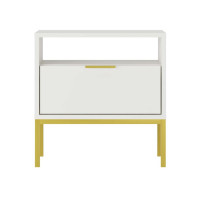 Nočný stolík AUSTIN - biely/zlatý