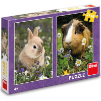 DINO Puzzle Králiček a morča 2x48 dielikov