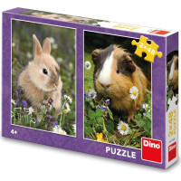 DINO Puzzle Králiček a morča 2x48 dielikov