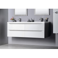 Sapho WAVE dvojumývadlová skrinka 149, 7x50x47, 8cm, biela/dub strieborný WA150-3011
