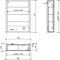 Sapho ALIX galerka s LED osvetlením 56x70x17,5 cm, ľavá/pravá, biela AX156-0030