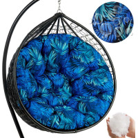 Obojstranný vodeodolný sedací vankúš do závesného kresla 130 cm - Blue Passion / čierny