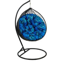 Obojstranný vodeodolný sedací vankúš do závesného kresla 130 cm - Blue Passion / čierny