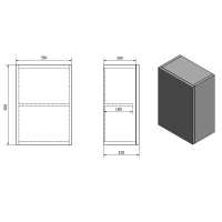 Sapho TREOS skrinka horná dvierková 35x50x22cm, pravá/ľavá, dub Polar TS040-1010