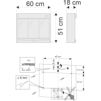 JOKEY SAPHIR galerka 60x51x18cm, žiarivka LED 6W, biela plast 591322
