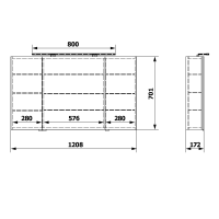 Sapho RIWA galerka s LED osvetlením, 3x dvierka, 121x70x17cm, biela lesk RIW120-0030