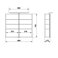 Sapho RIWA galerka s LED osvetlením, 81x70x17cm, biela lesk RIW080-0030