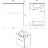 Sapho CIRASA umývadlová skrinka 59, 2x64x46cm, dub Alabama CR601-2222