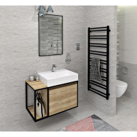 Sapho SKARA umývadlová skrinka 80x49, 5x46, 5cm, čierna mat/dub Alabama CG003-2222