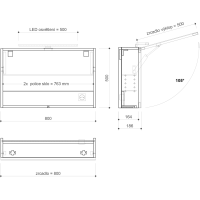 Sapho CLOE galerka s LED osvetlením 80x50x18cm, dub strieborný CE080-0011