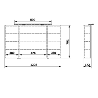 Sapho RIWA galerka s LED osvetlením, 3x dvierka, 121x70x17cm, borovica rustik RIW120-0016