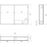 Sapho LINEX galerka s LED osvetlením, 100x70x15cm, borovica rustik LX100-0016