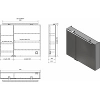Sapho MIRRÓ galerka s LED osvetlením, 90x70x16cm, dub strieborný MC090-0011