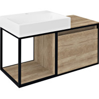 Sapho SKARA umývadlová skrinka 100x49, 5x46, 5cm, čierna mat/dub Alabama CG004-2222