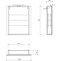 Sapho GRETA galerka s LED osvetlením, 60x70x14cm, čierna mat GR065-0035