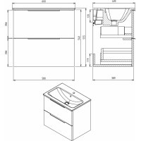 Sapho CIRASA umývadlová skrinka 58x54x39cm, dub alabama CR592-2222