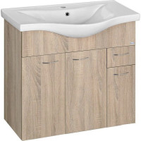 Aqualine KERAMIA FRESH umývadlová skrinka 74, 5x74x34, 7cm, dub platin 50083