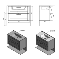 Sapho AMIA umývadlová skrinka 89x60x45cm, dub Collingwood AM090-1919