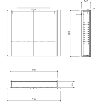 Sapho GRETA galerka s LED osvetlením, 81x70x14cm, čierna mat GR085-0035