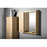 Aqualine ZOJA/KERAMIA FRESH galerka s LED osvetlením, 60x60x14cm, ľavá, dub platín 45027