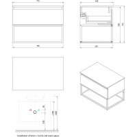 Sapho SKARA umývadlová skrinka 70x50x45cm, čierna mat/dub alabama CG005-2222