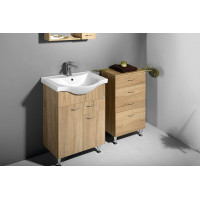 Aqualine KERAMIA FRESH umývadlová skrinka, 1 zásuvka, 60, 6x74x34cm, dub platín 50066