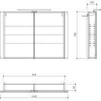 Sapho GRETA galerka s LED osvetlením, 101x70x14cm, čierna mat GR105-0035