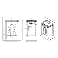 Sapho CROSS umývadlová skrinka 55x81x43cm, mahagón CR060