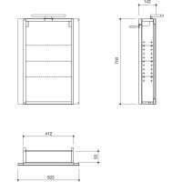 Sapho GRETA galerka s LED osvetlením, 50x70x14cm, čierna mat GR055-0035