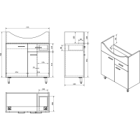 Aqualine ZOJA umývadlová skrinka 71, 5x74x34cm, dub platin 51175