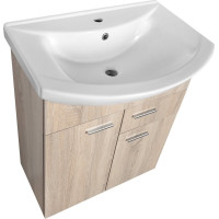 Aqualine ZOJA umývadlová skrinka 61, 5x74x32cm, 2x dvierka, 1x zásuvka, dub platín 51165