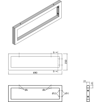 Sapho Podperná konzola 490x150x20mm, lakovaná oceľ, čierna mat, 1 ks 30360